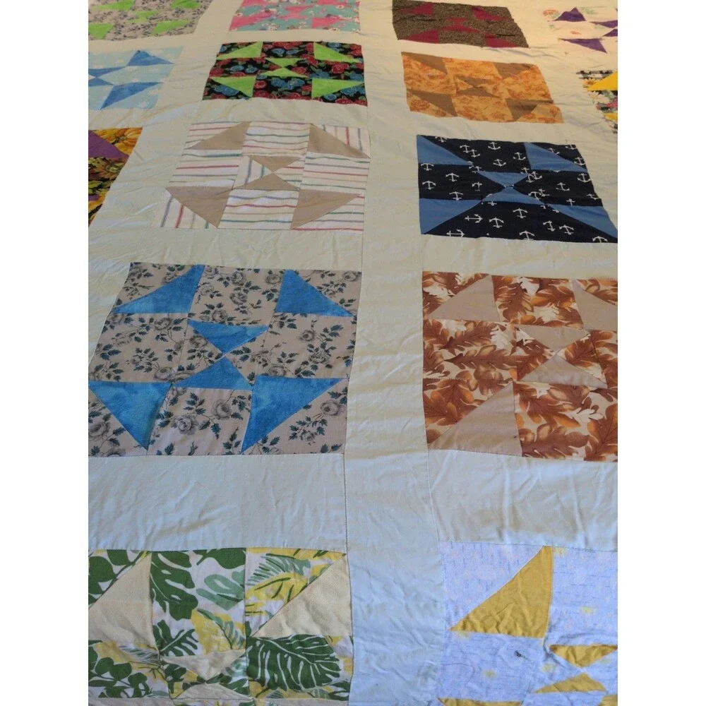 Vintage 50's windmill quilt top Vintage Cotton Fabrics 92 